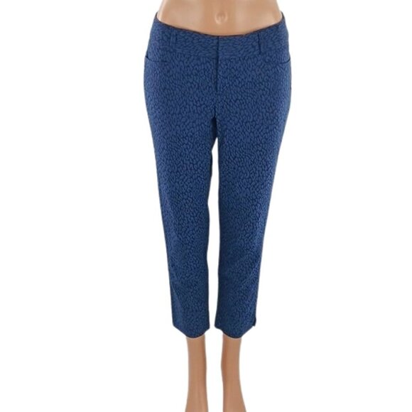 Banana Republic Pants Ankle Blue Animal Print Jackson Fit Womens Size 2 Petite - Picture 1 of 5